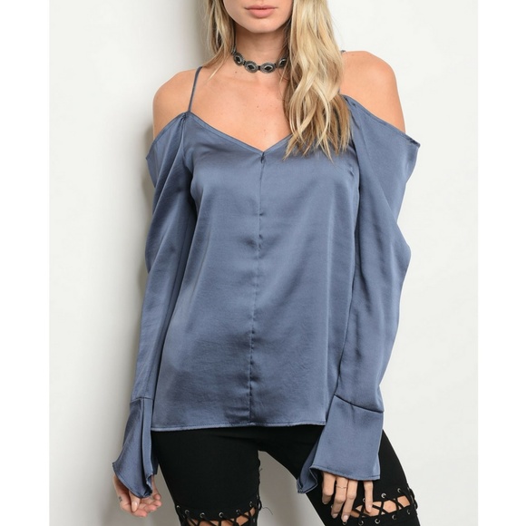 Indigo Satin Blouse {Emory Park} - Picture 2 of 3